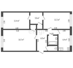 3-к квартира, вторичка, 59м2, 5/5 этаж