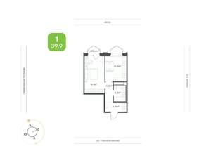 1-к квартира, вторичка, 40м2, 3/24 этаж