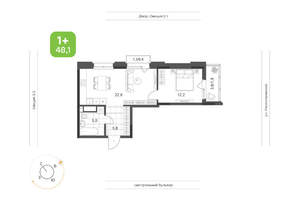 1-к квартира, вторичка, 48м2, 4/21 этаж